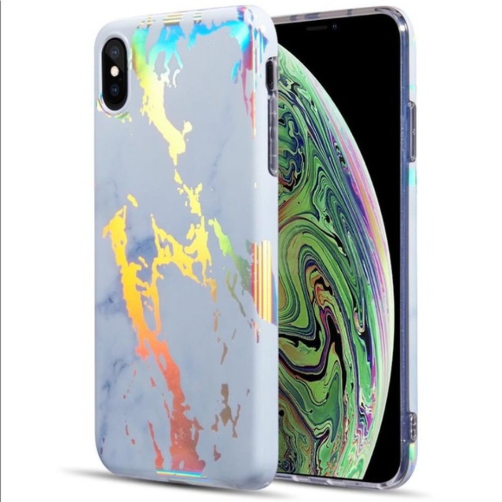 White Holographic Marble Case for iPhone XS MAX